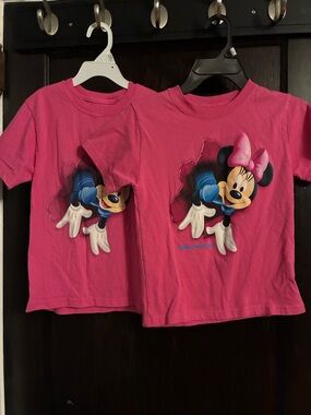 Two Disney Pink Minnie Mouse Graphic Tees for Kids